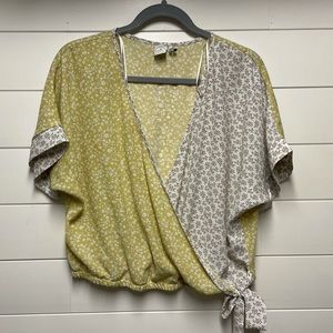 Yellow and cream paper crane crop top